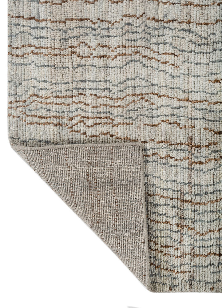 manifest blue afghan wool hand knotted Rug - Backing Shot