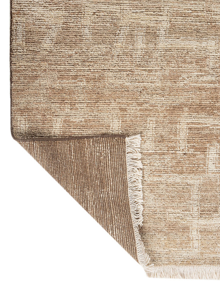 manifest beige and brown wool hand knotted Rug - Backing Shot
