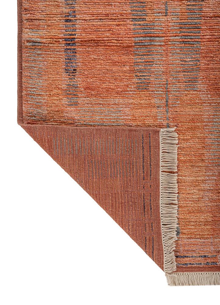 aprezo red and orange wool hand knotted Rug - Backing Shot aprezo red and orange wool hand knotted Rug - Backing Shot