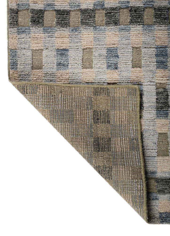 manifest blue wool hand knotted Rug - Backing Shot manifest blue wool hand knotted Rug - Backing Shot