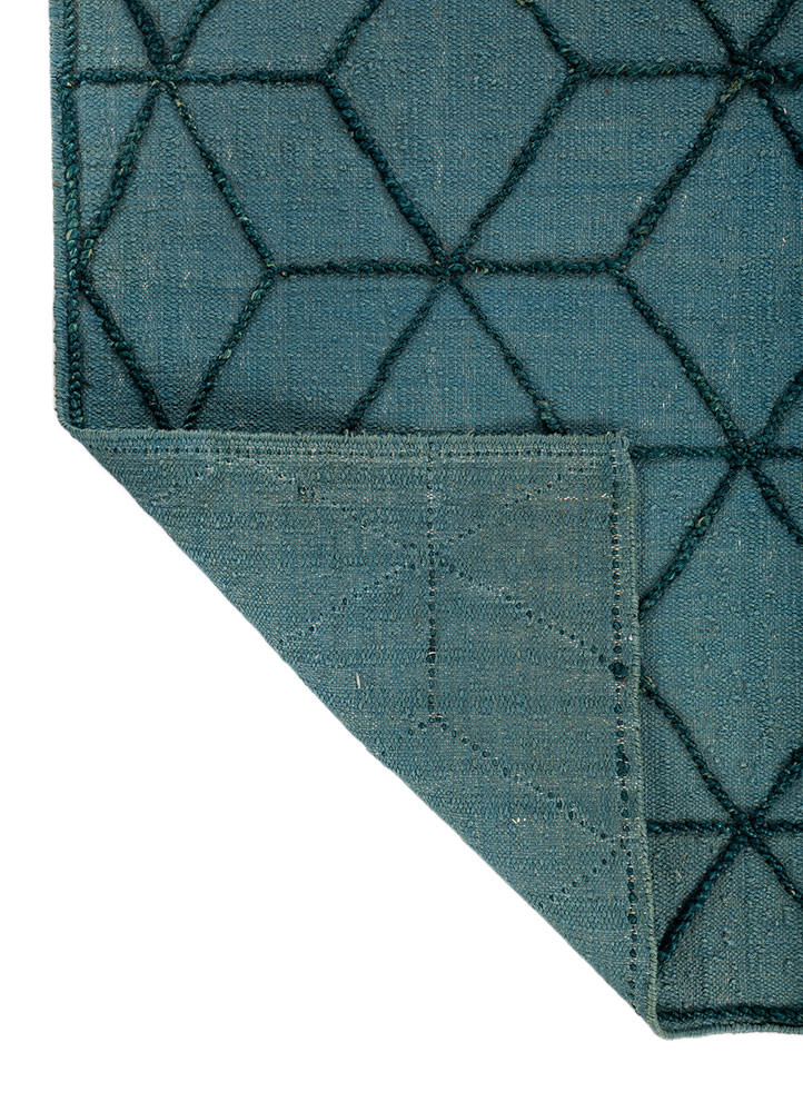 indusbar blue wool flat weaves Rug - Backing Shot indusbar blue wool flat weaves Rug - Backing Shot