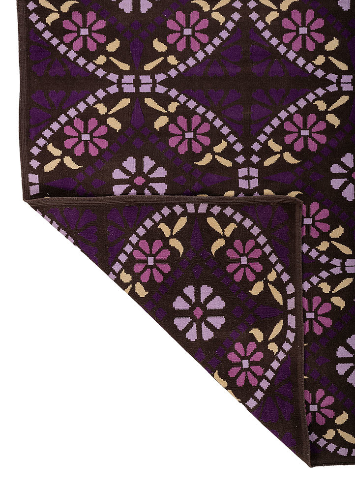 indusbar pink and purple rayon chenille flat weaves Rug - Backing Shot indusbar pink and purple rayon chenille flat weaves Rug - Backing Shot