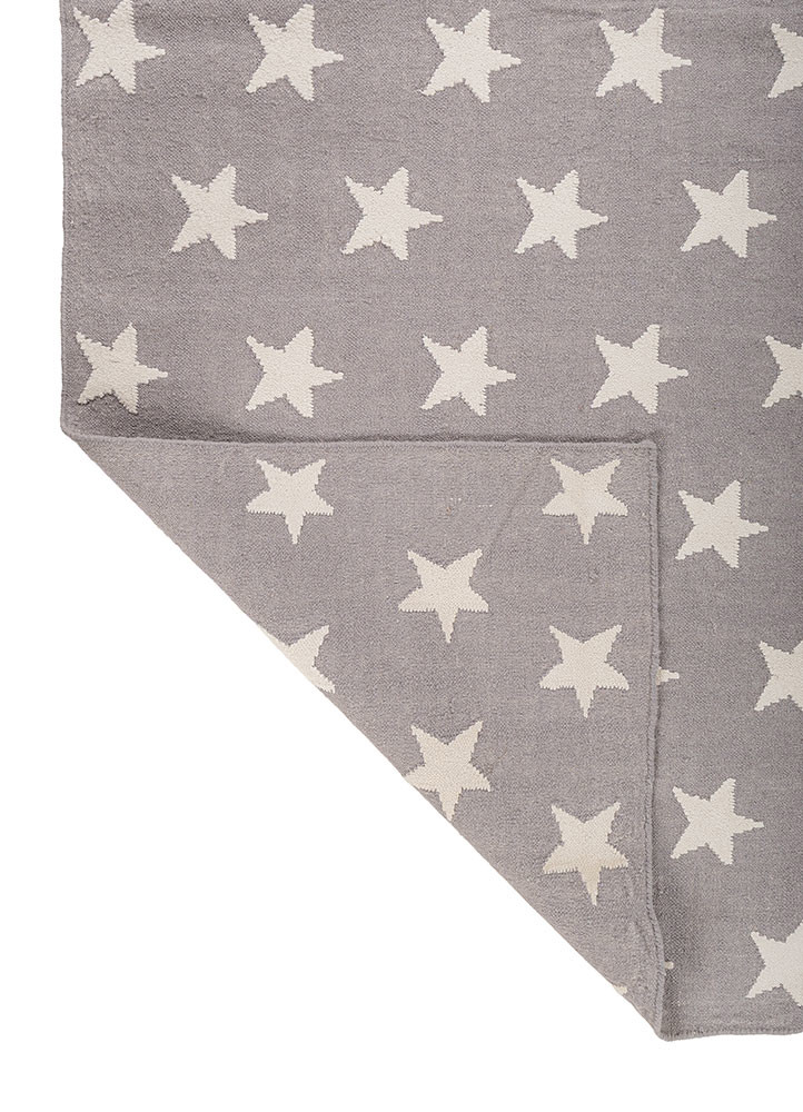 indusbar grey and black wool flat weaves Rug - Backing Shot