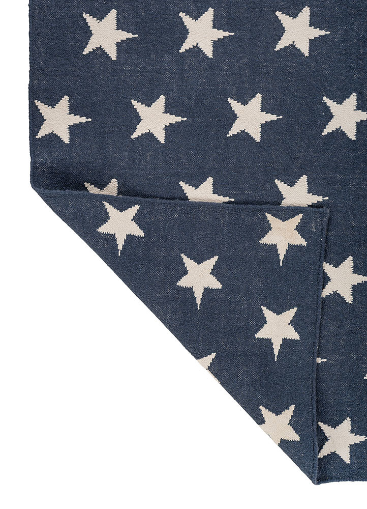 indusbar blue wool flat weaves Rug - Backing Shot