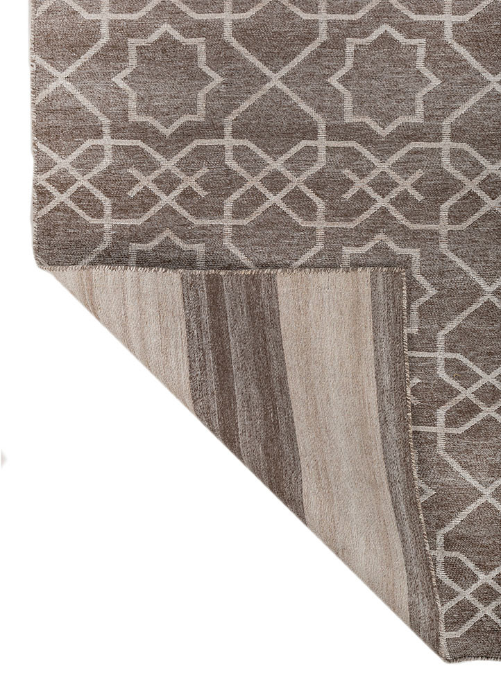 indusbar grey and black wool flat weaves Rug - Backing Shot