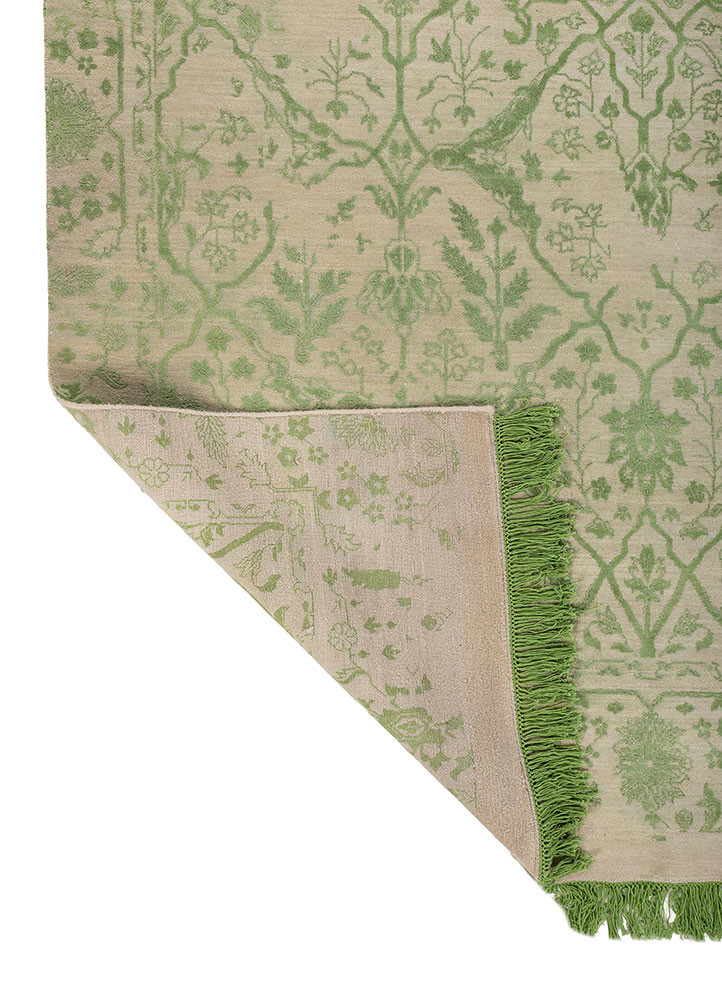 far east ivory wool and silk hand knotted Rug - Backing Shot far east ivory wool and silk hand knotted Rug - Backing Shot