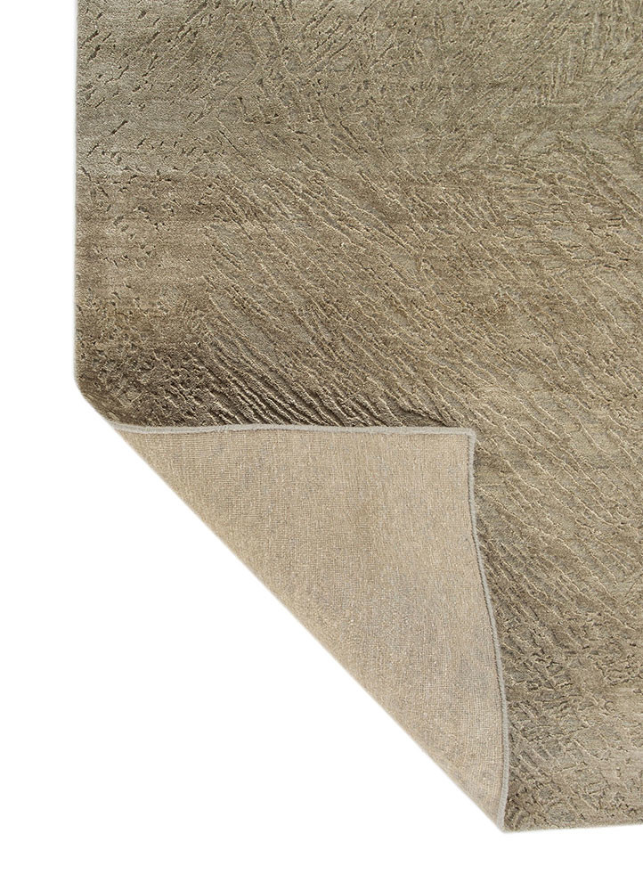 free verse by kavi green wool and silk hand knotted Rug - Backing Shot