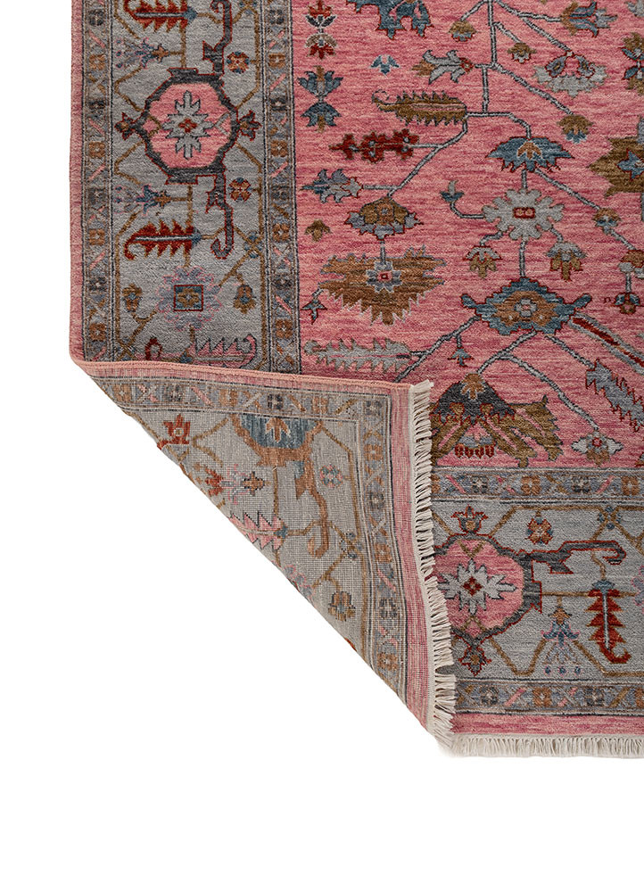 cyanna pink and purple wool hand knotted Rug - Backing Shot