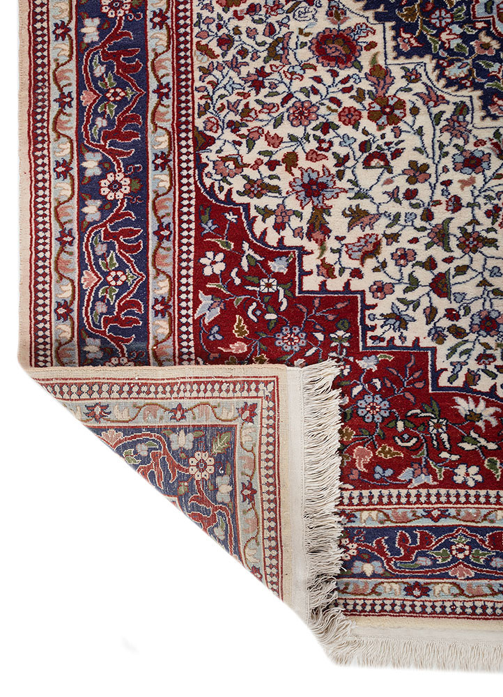 gulnar ivory wool hand knotted Rug - Backing Shot gulnar ivory wool hand knotted Rug - Backing Shot