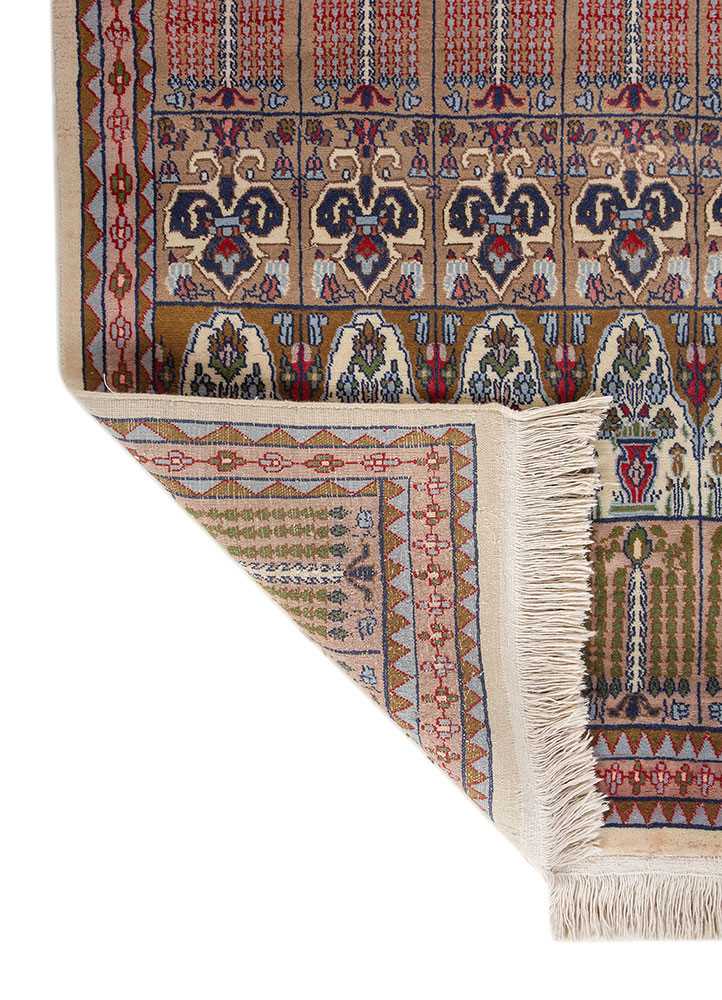 gulnar ivory wool hand knotted Rug - Backing Shot