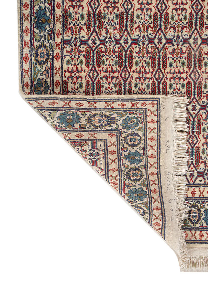 gulnar ivory wool hand knotted Rug - Backing Shot