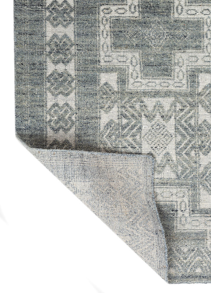 savana blue wool hand knotted Rug - Backing Shot savana blue wool hand knotted Rug - Backing Shot