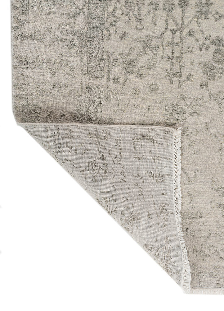 far east grey and black wool and viscose hand knotted Rug - Backing Shot far east grey and black wool and viscose hand knotted Rug - Backing Shot