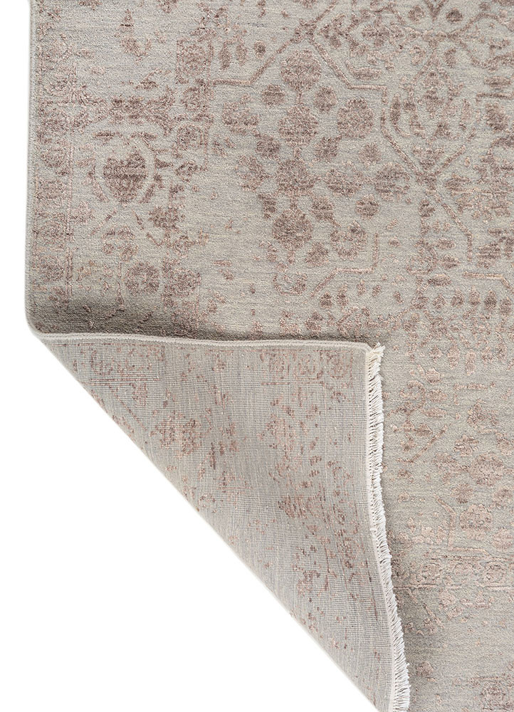 aurora grey and black wool and viscose hand knotted Rug - Backing Shot