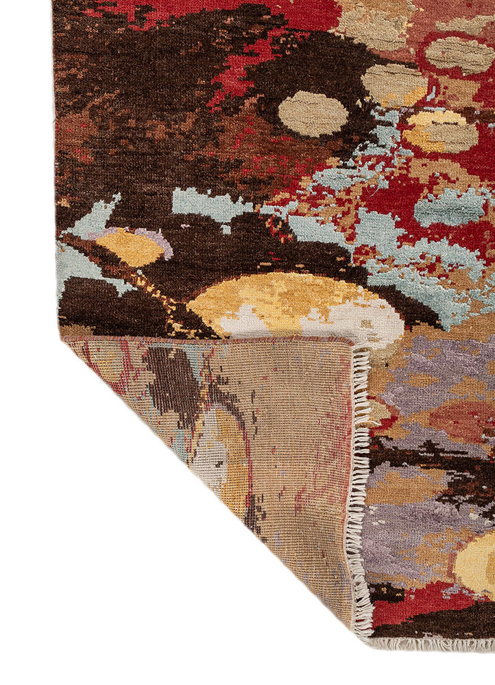 pansy red and orange wool and viscose hand knotted Rug - Backing Shot pansy red and orange wool and viscose hand knotted Rug - Backing Shot
