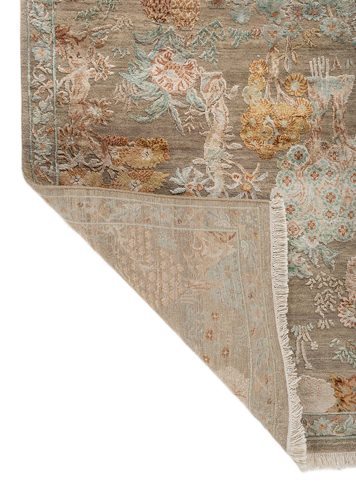 Aurora Beige & Brown Hand Knotted Wool & Silk Rugs - Slr-13009(Cs