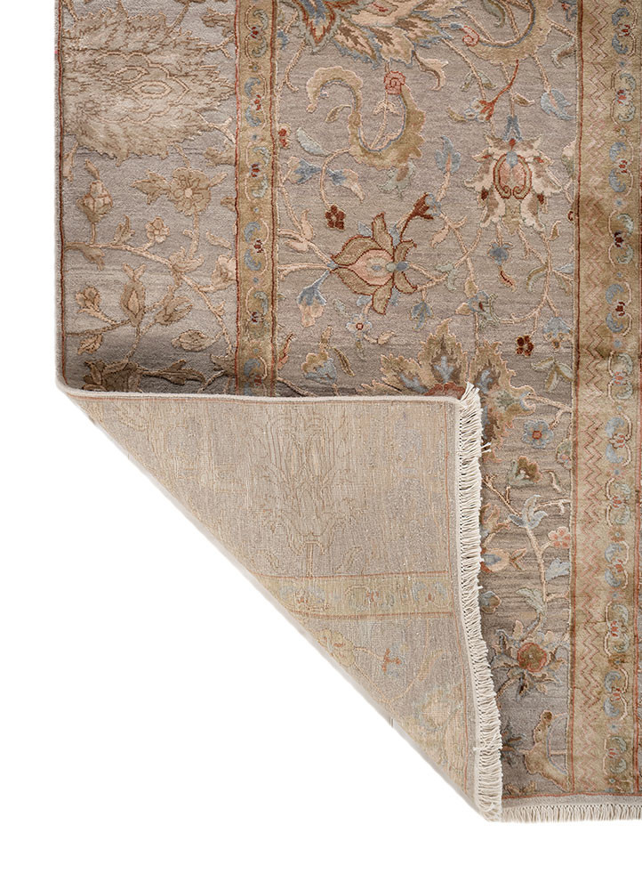 aurora red and orange wool and silk hand knotted Rug - Backing Shot