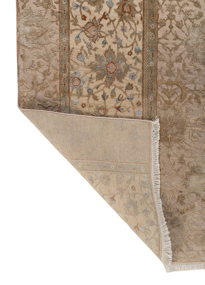 aurora ivory wool and silk hand knotted Rug - Backing Shot aurora ivory wool and silk hand knotted Rug - Backing Shot