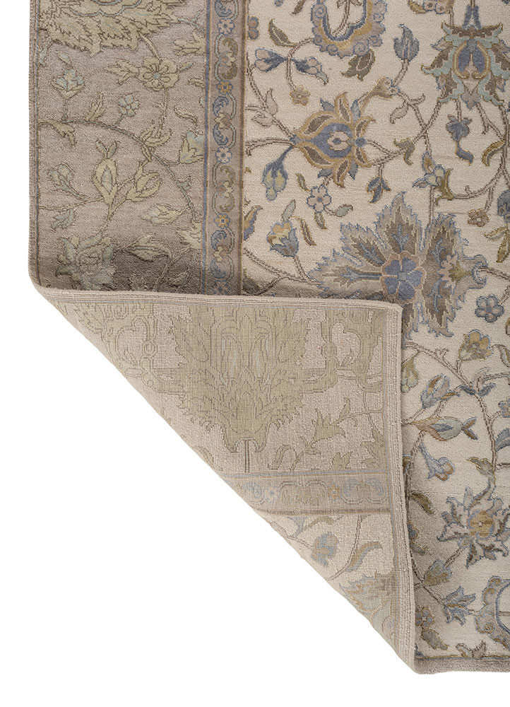 far east ivory wool and silk hand knotted Rug - Backing Shot far east ivory wool and silk hand knotted Rug - Backing Shot