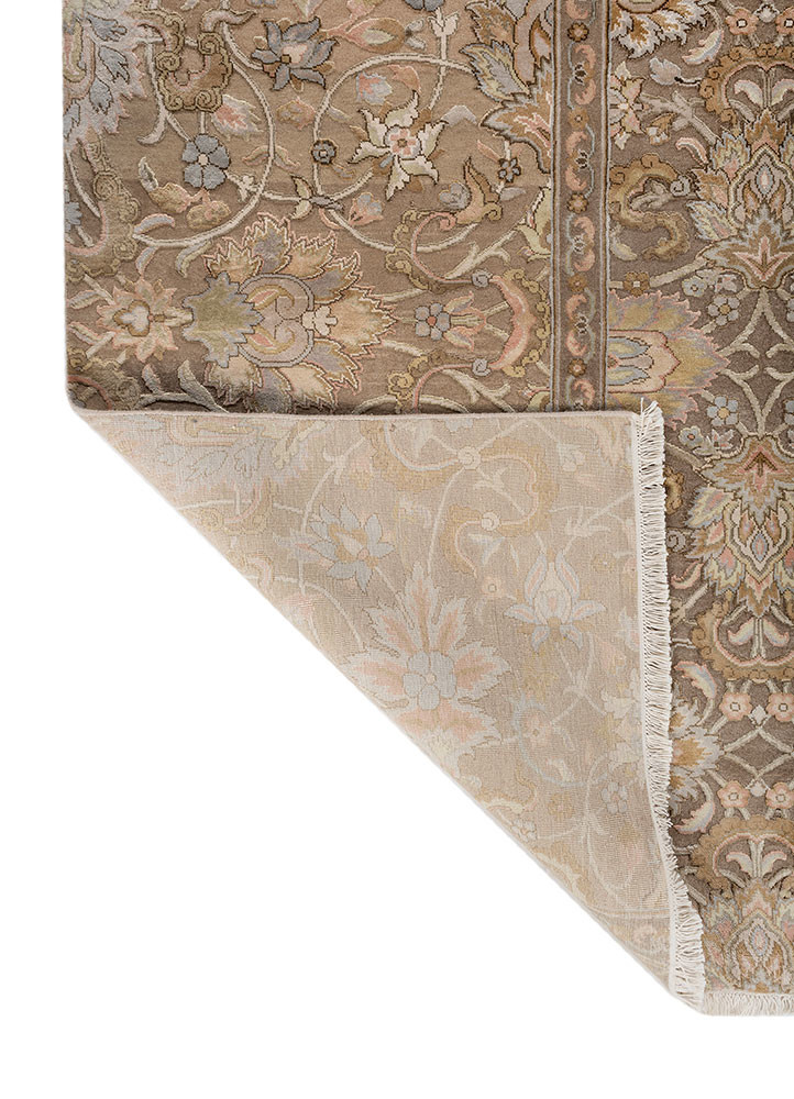 aurora ivory wool and silk hand knotted Rug - Backing Shot aurora ivory wool and silk hand knotted Rug - Backing Shot