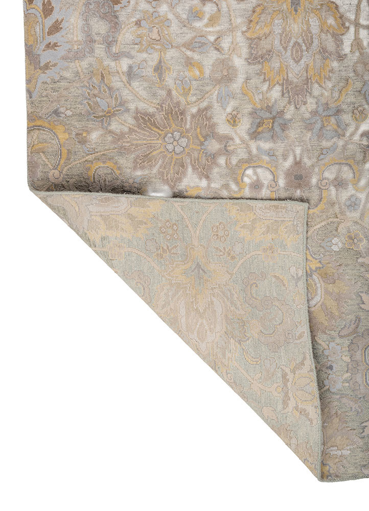 aprezo green wool and silk hand knotted Rug - Backing Shot aprezo green wool and silk hand knotted Rug - Backing Shot