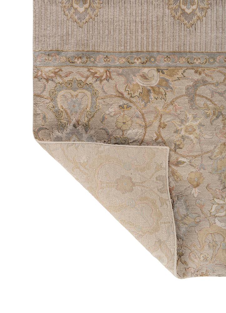 aprezo ivory wool and silk hand knotted Rug - Backing Shot aprezo ivory wool and silk hand knotted Rug - Backing Shot