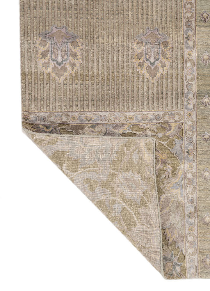 aprezo green wool and silk hand knotted Rug - Backing Shot aprezo green wool and silk hand knotted Rug - Backing Shot