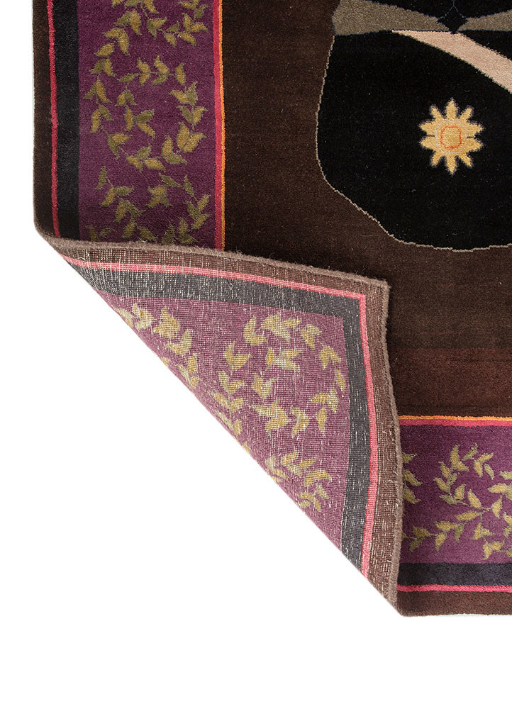 majnun beige and brown wool and silk hand knotted Rug - Backing Shot