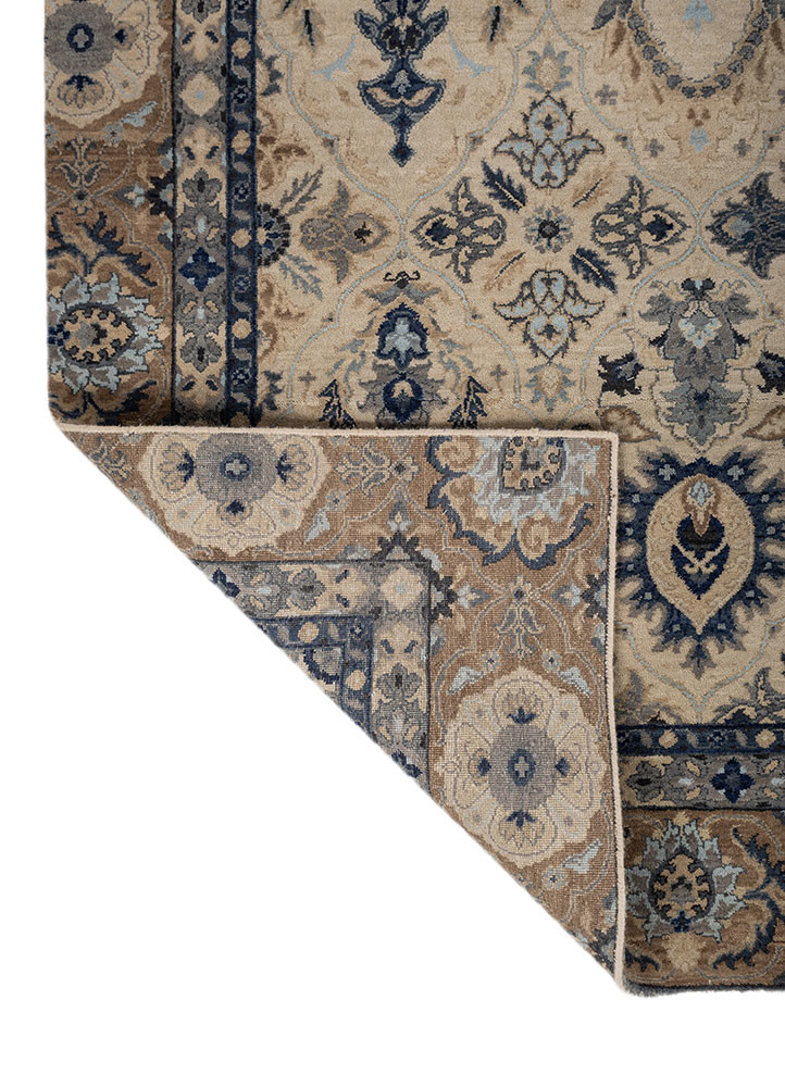 cyanna ivory wool hand knotted Rug - Backing Shot