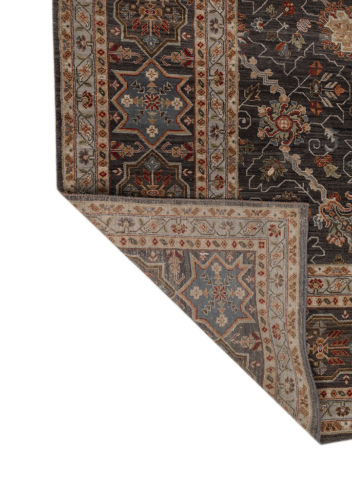 cyanna grey and black wool hand knotted Rug - Backing Shot cyanna grey and black wool hand knotted Rug - Backing Shot