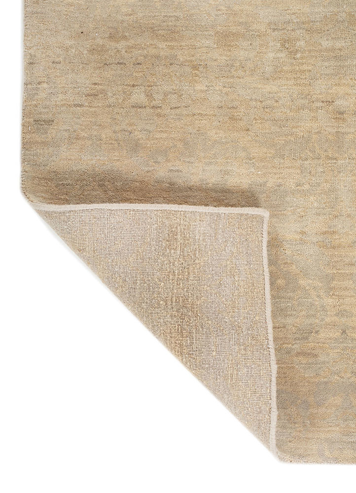 pansy ivory wool hand knotted Rug - Backing Shot