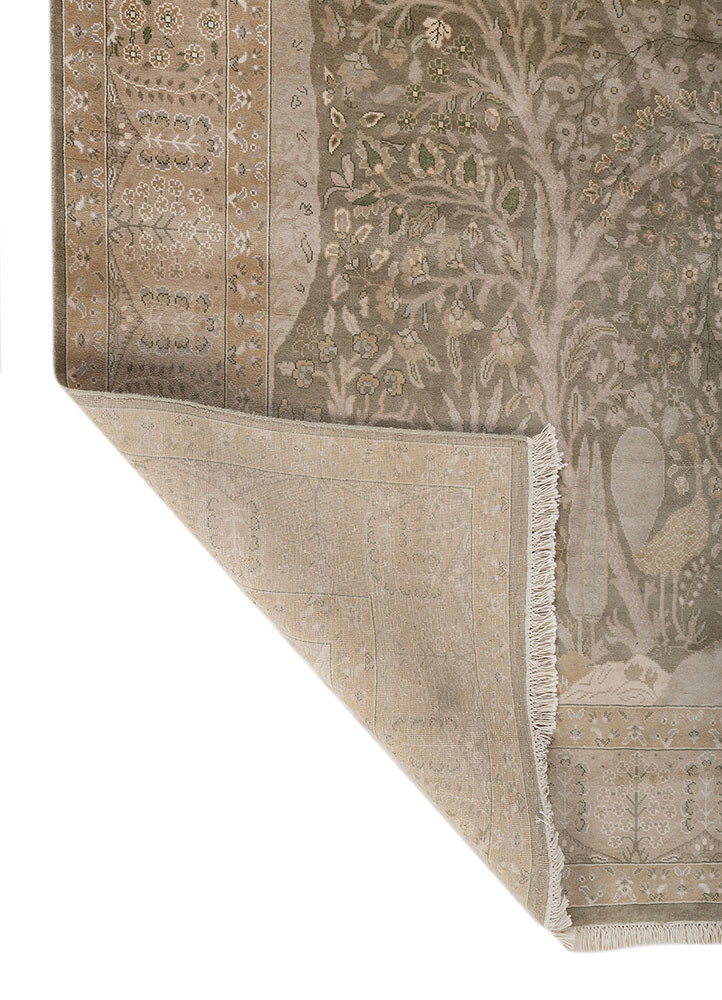 gulmarg green silk hand knotted Rug - Backing Shot gulmarg green silk hand knotted Rug - Backing Shot