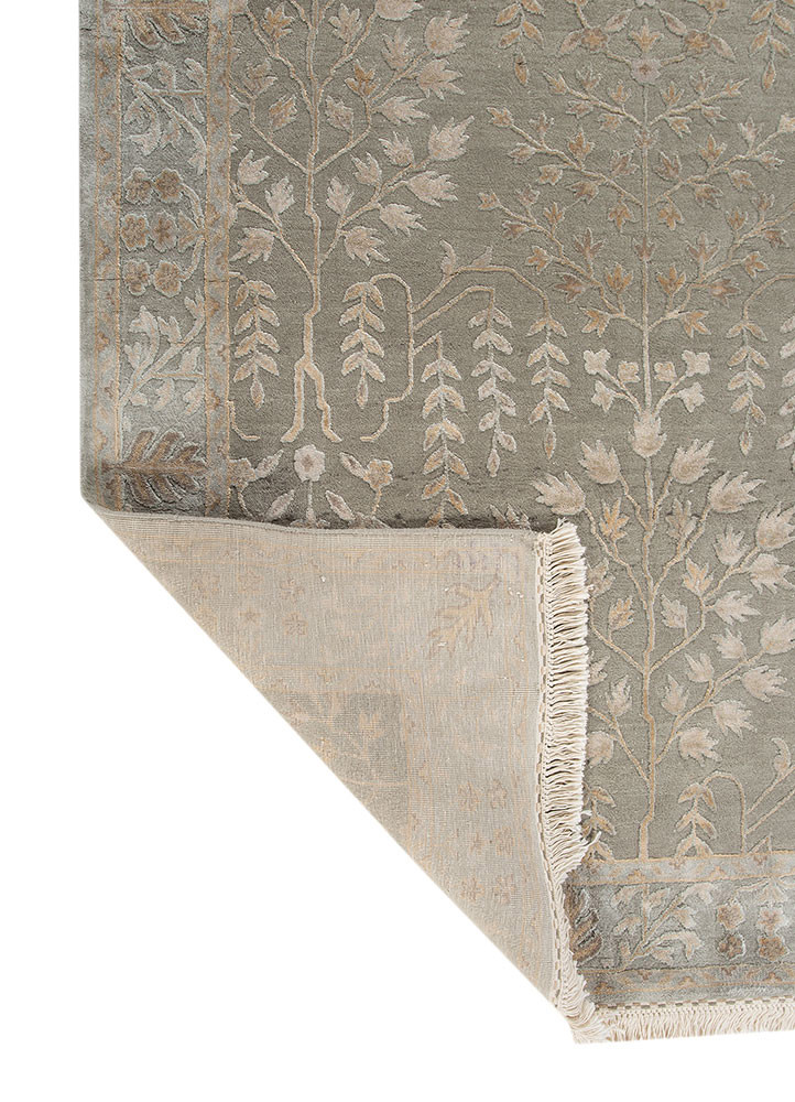 gulmarg blue wool and silk hand knotted Rug - Backing Shot gulmarg blue wool and silk hand knotted Rug - Backing Shot