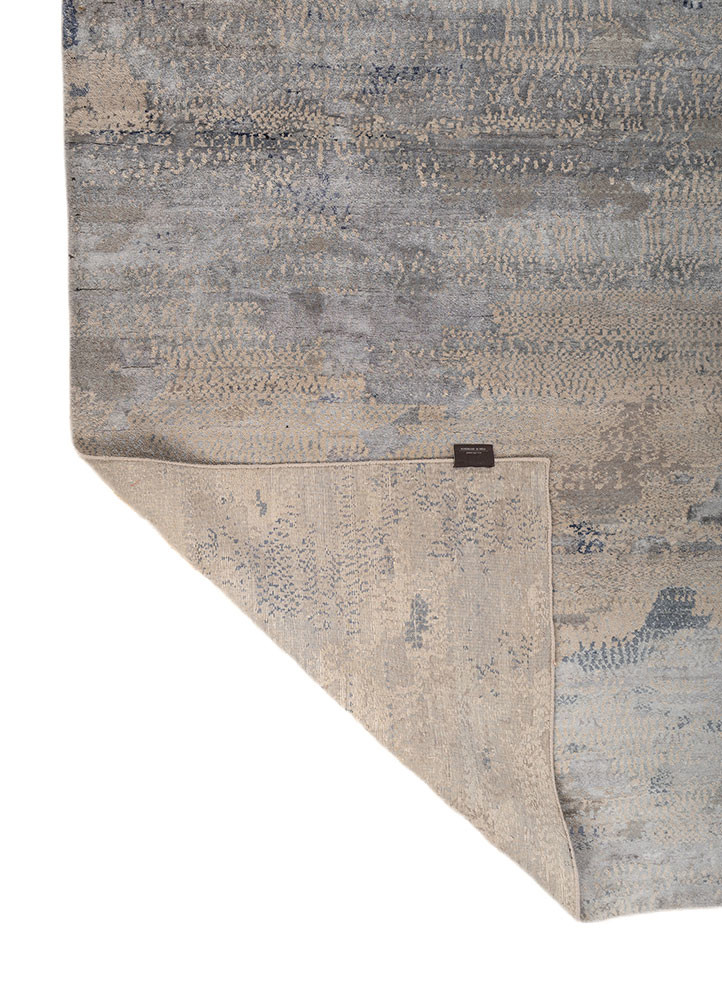 unstring by kavi grey and black wool and bamboo silk hand knotted Rug - Backing Shot unstring by kavi grey and black wool and bamboo silk hand knotted Rug - Backing Shot