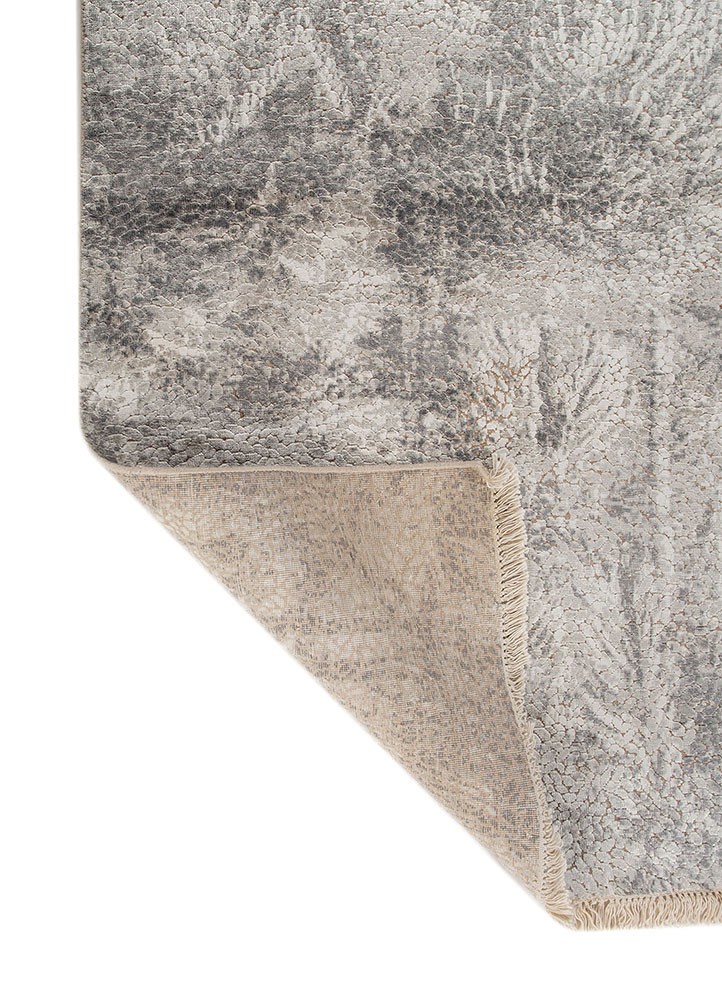 pansy ivory wool and bamboo silk hand knotted Rug - Backing Shot