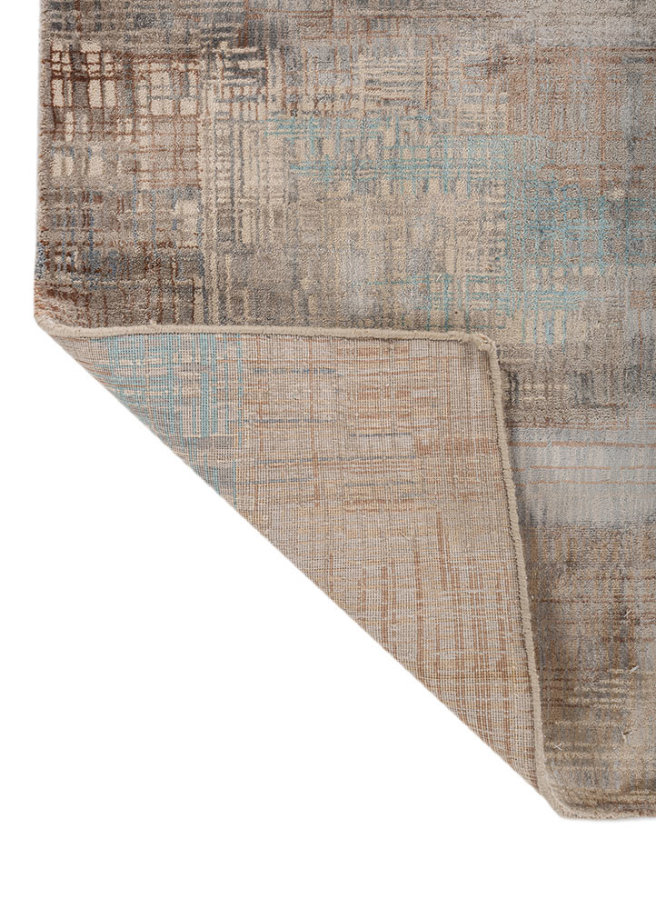 unstring by kavi ivory wool and bamboo silk hand knotted Rug - Backing Shot