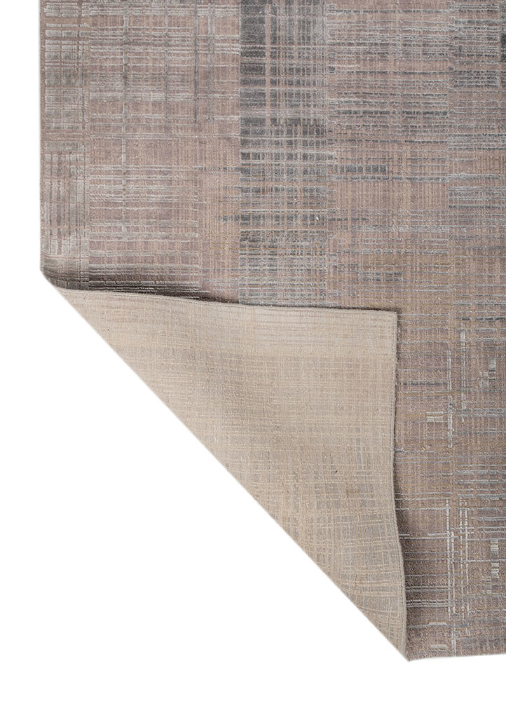 uvenuti grey and black wool and bamboo silk hand knotted Rug - Backing Shot