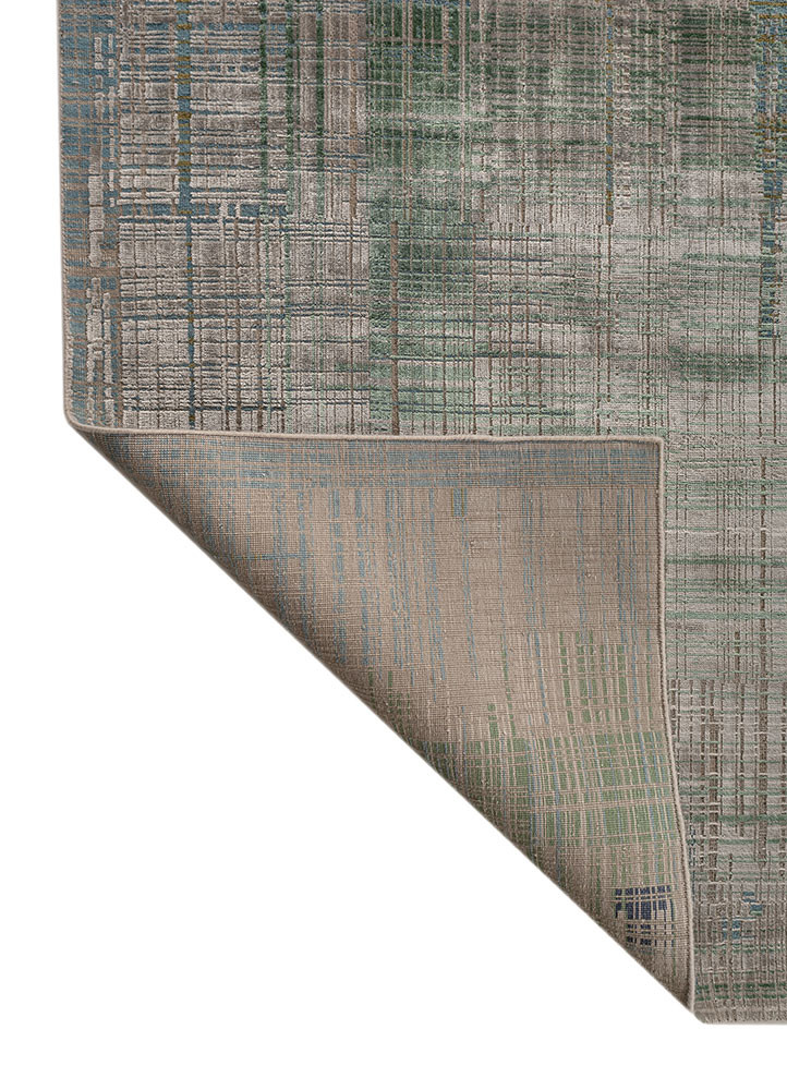 unstring by kavi grey and black wool and bamboo silk hand knotted Rug - Backing Shot