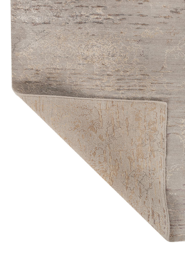 unstring by kavi grey and black wool and bamboo silk hand knotted Rug - Backing Shot unstring by kavi grey and black wool and bamboo silk hand knotted Rug - Backing Shot