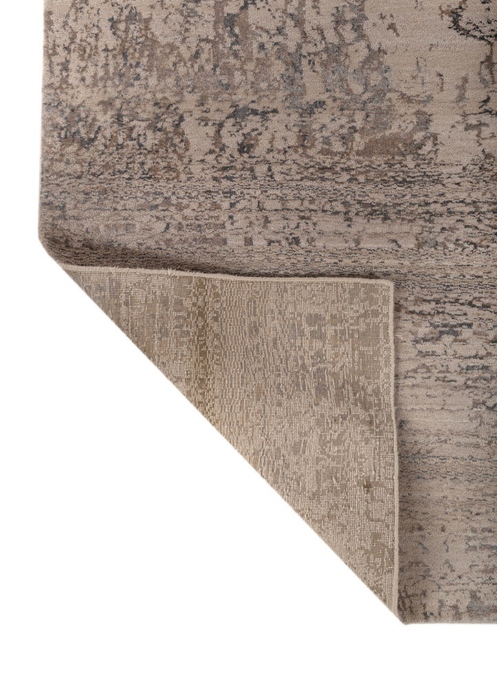 unstring by kavi ivory wool and bamboo silk hand knotted Rug - Backing Shot