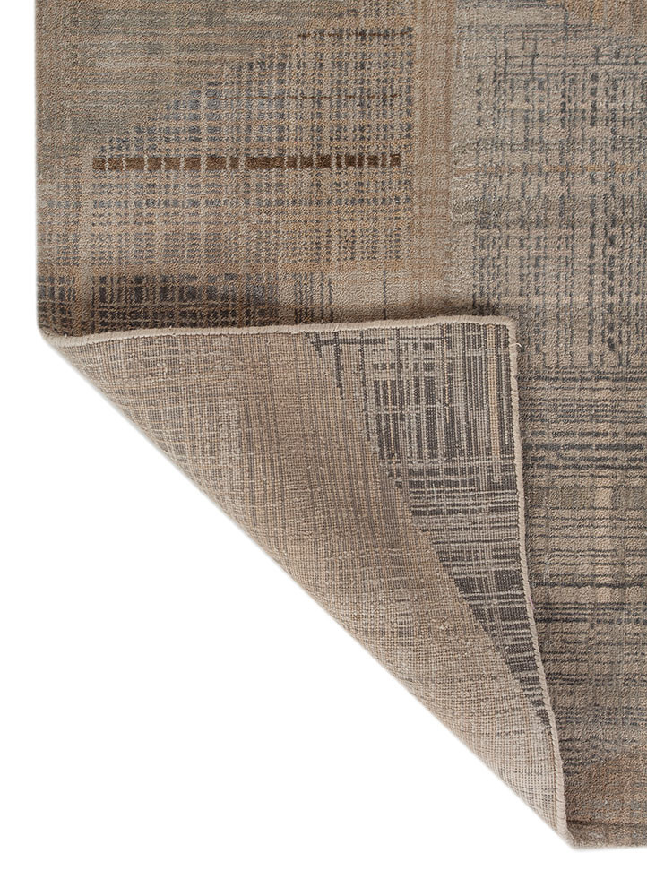 unstring by kavi ivory wool and bamboo silk hand knotted Rug - Backing Shot