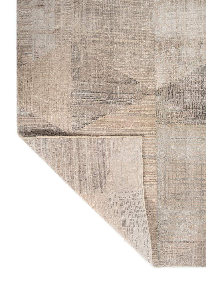 unstring by kavi red and orange wool and bamboo silk hand knotted Rug - Backing Shot unstring by kavi red and orange wool and bamboo silk hand knotted Rug - Backing Shot