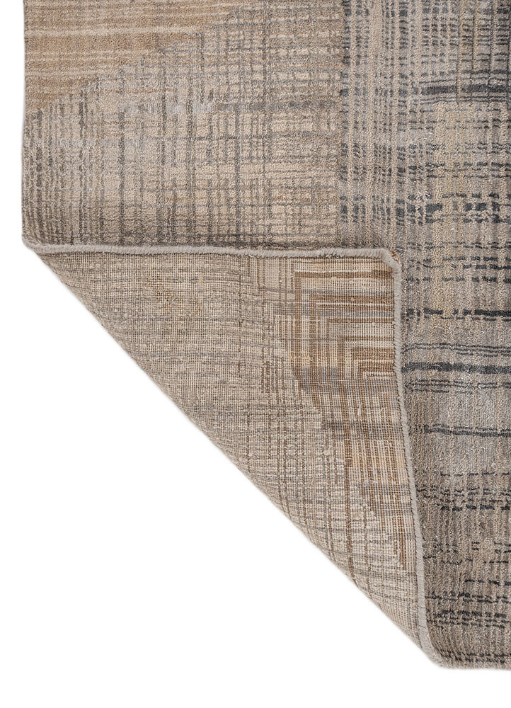 unstring by kavi ivory wool and bamboo silk hand knotted Rug - Backing Shot