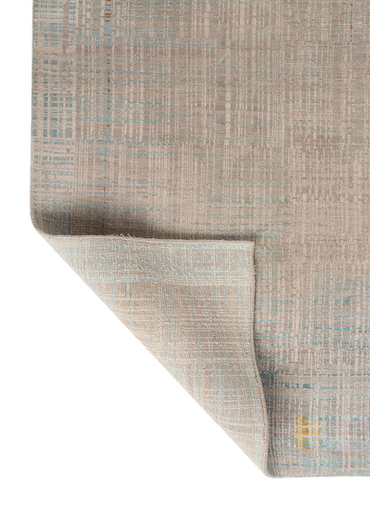 unstring by kavi grey and black wool and bamboo silk hand knotted Rug - Backing Shot unstring by kavi grey and black wool and bamboo silk hand knotted Rug - Backing Shot
