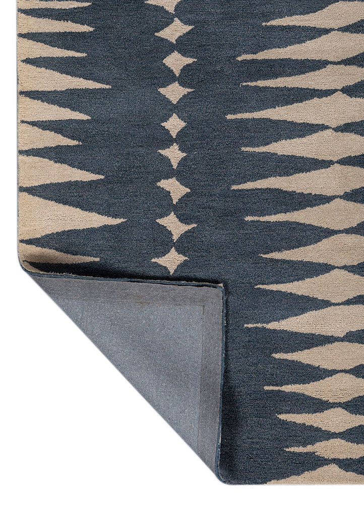 modo blue wool hand tufted Rug - Backing Shot