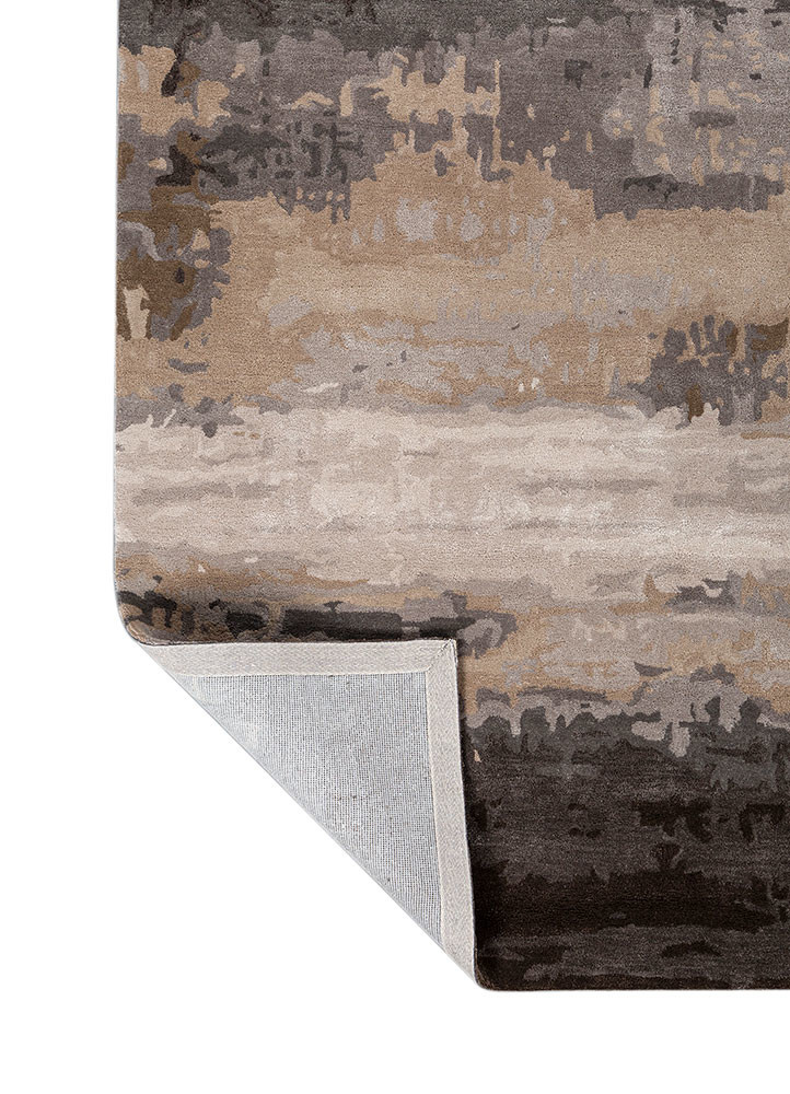 genesis beige and brown wool and viscose hand tufted Rug - Backing Shot