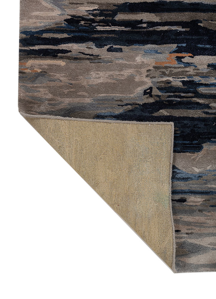 genesis grey and black wool and viscose hand tufted Rug - Backing Shot genesis grey and black wool and viscose hand tufted Rug - Backing Shot
