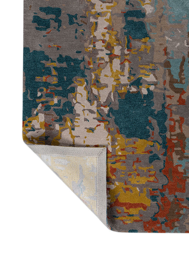 genesis beige and brown wool and viscose hand tufted Rug - Backing Shot