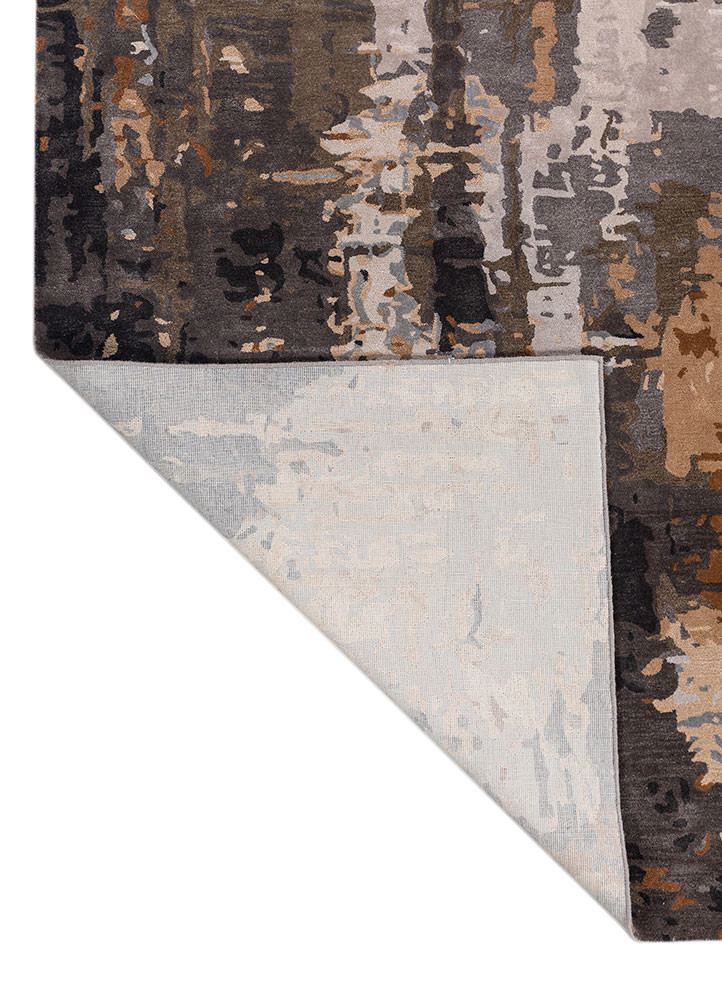 genesis grey and black wool and viscose hand tufted Rug - Backing Shot genesis grey and black wool and viscose hand tufted Rug - Backing Shot