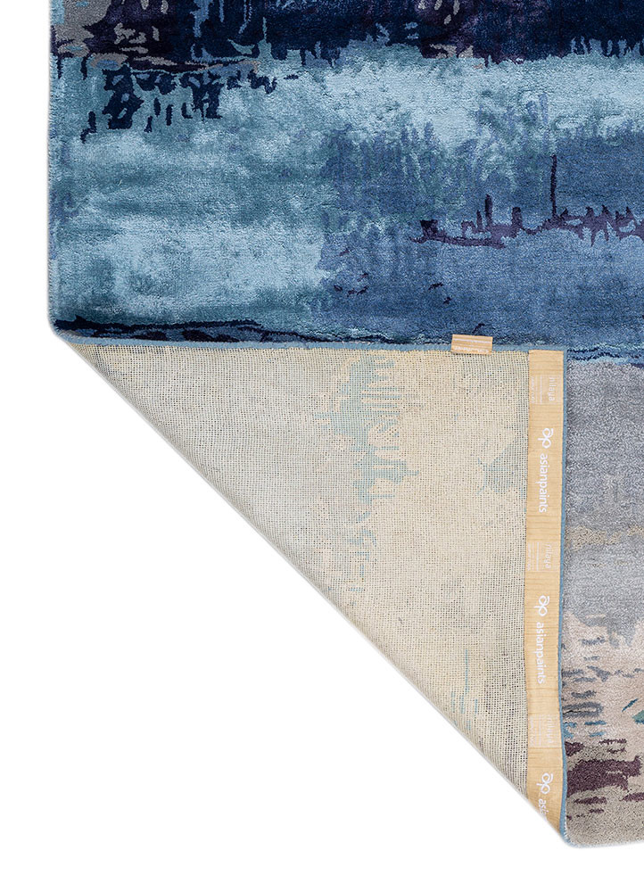 genesis blue wool and viscose hand tufted Rug - Backing Shot genesis blue wool and viscose hand tufted Rug - Backing Shot